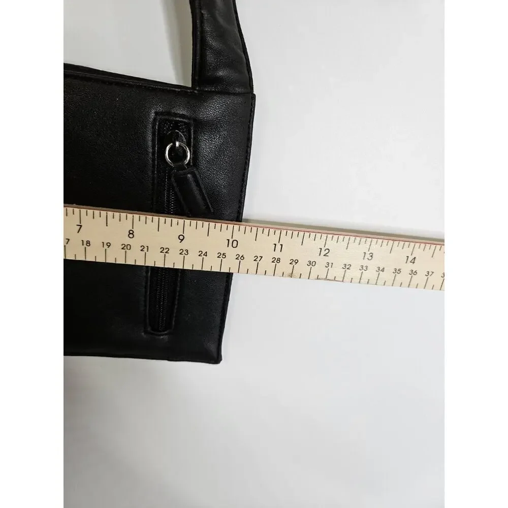 Nine West Black Leather Flat Wallet Shoulder Bag Quiet Luxury Minimalist